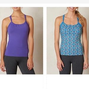 2 prAna Quinn medium tops, EUC, Purple and Blue Guava